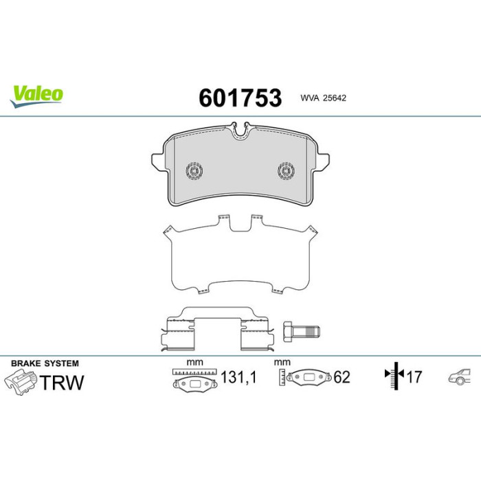 Valeo Bremsbelagsatz 601753 Valeo Bremsbelagsatz 601753