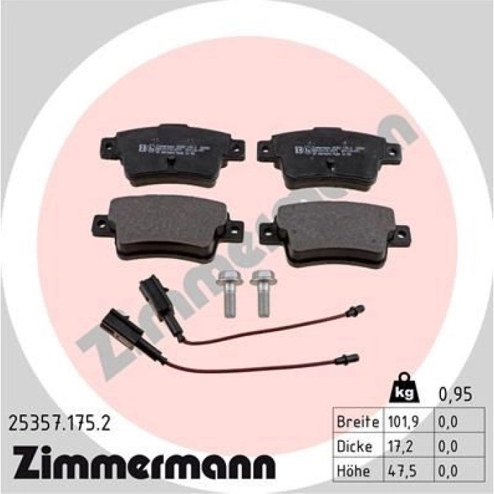ZIMMERMANN Bremsbeläge 25357.175.2 ZIMMERMANN Bremsbeläge 25357.175.2