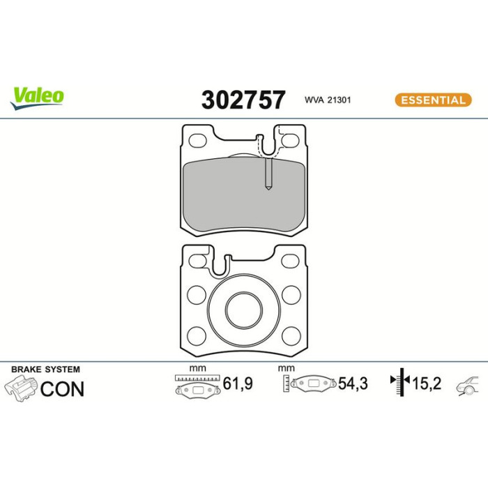 Valeo Bremsbelagsatz 302757 Valeo Bremsbelagsatz 302757