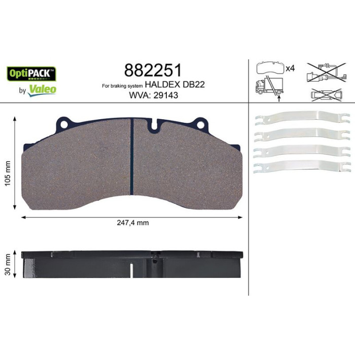 Valeo Bremsbelagsatz 882251 Valeo Bremsbelagsatz 882251