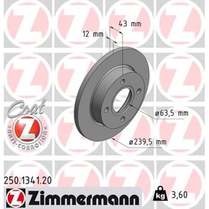 250.1341.20 Zimmermann Bremsscheibe 250.1341.20 250.1341.20 Zimmermann Bremsscheibe 250.1341.20
