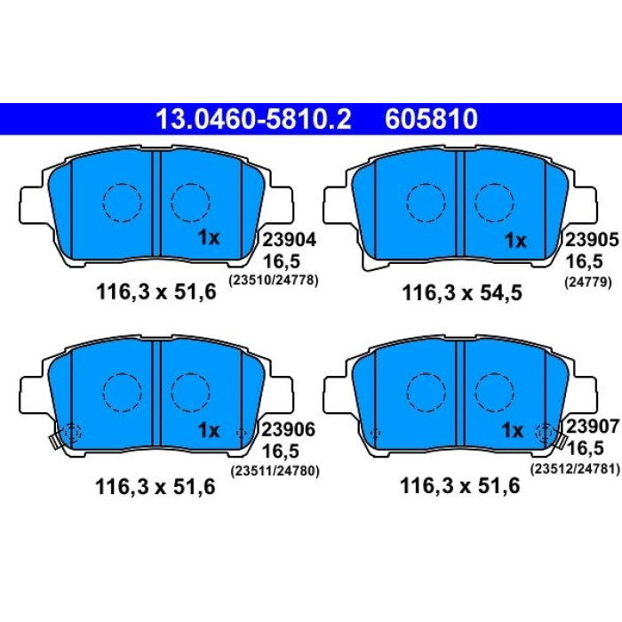 ATE Bremsbelagsatz Toyota Vorderachse Corolla/Iq/Prius/Yaris 1.0-1.6 Vvti 99 13.0460-5810.2 ATE Bremsbelagsatz Toyota Vorderachse Corolla/Iq/Prius/Yaris 1.0-1.6 Vvti 99 13.0460-5810.2