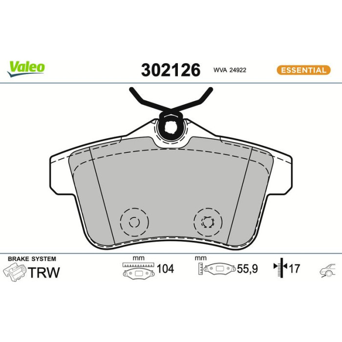 Valeo Bremsbelagsatz 302126 Valeo Bremsbelagsatz 302126