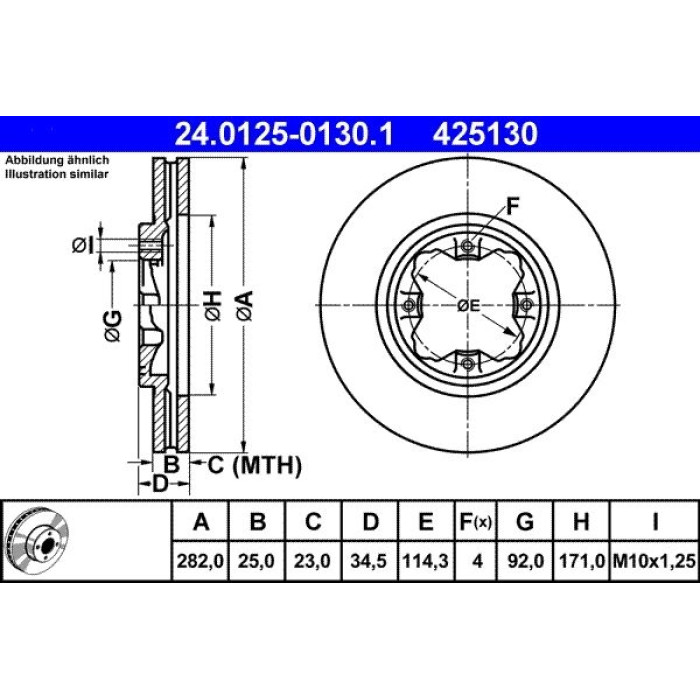 ATE Bremsscheibe 24.0125-0130.1