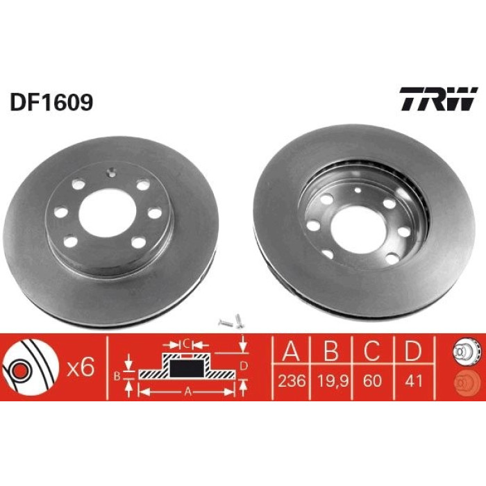 DF1609 TRW Bremsscheibe DF1609 DF1609 TRW Bremsscheibe DF1609