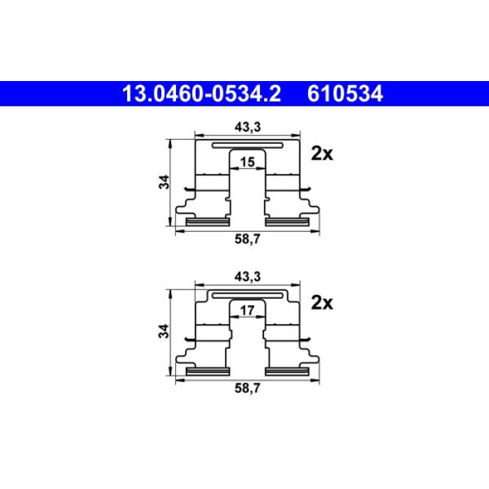 ATE Zubehörsatz Bremsbeläge 13.0460-0534.2 ATE Zubehörsatz Bremsbeläge 13.0460-0534.2