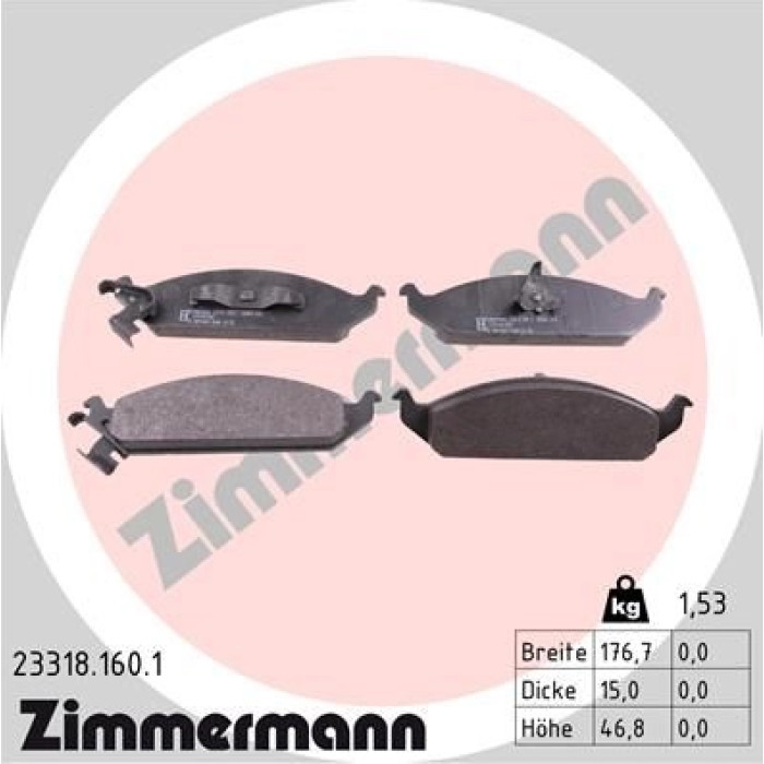 ZIMMERMANN Bremsbeläge 23318.160.1 ZIMMERMANN Bremsbeläge 23318.160.1