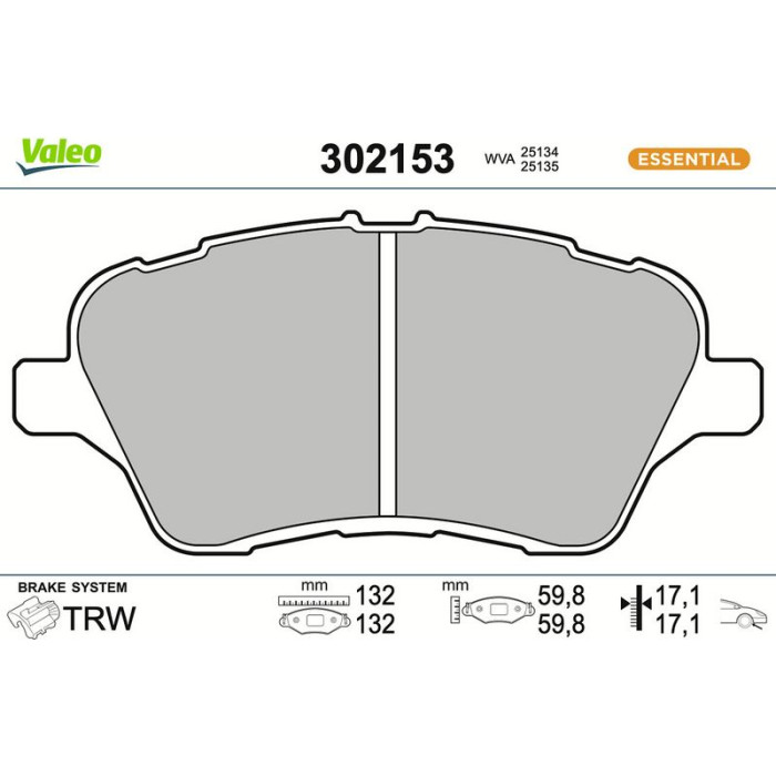 Valeo Bremsbelagsatz 302153 Valeo Bremsbelagsatz 302153