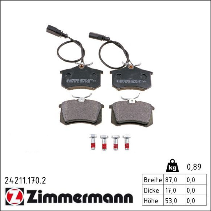 24211.170.2 ZIMMERMANN Bremsbeläge 24211.170.2 24211.170.2 ZIMMERMANN Bremsbeläge 24211.170.2