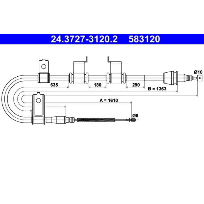 ATE Handbremsseil 24.3727-3120.2 ATE Handbremsseil 24.3727-3120.2