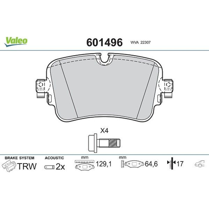 Valeo Bremsbelagsatz 601496 Valeo Bremsbelagsatz 601496