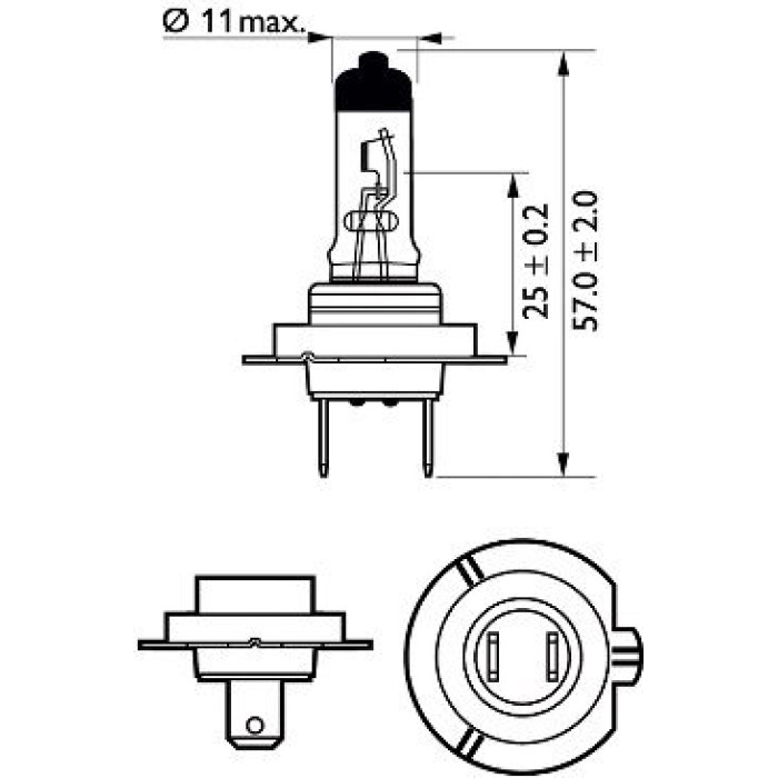 12972PRC2 PHILIPS H7 Halogenlampe Vision 12 V 55 W PX26d +30%, 2 Stück - 12972PRC2 - l