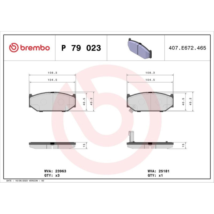 P 79 023 Brembo Prime Bremsbelagsatz Vorderachse – P 79 023 – 109 x 45 x 16 mm – Bremssystem Jiangxi Wa – OE Nummer 5581057K00 P 79 023 Brembo Prime Bremsbelagsatz Vorderachse – P 79 023 – 109 x 45 x 16 mm – Bremssystem Jiangxi Wa – OE Nummer 5581057K00