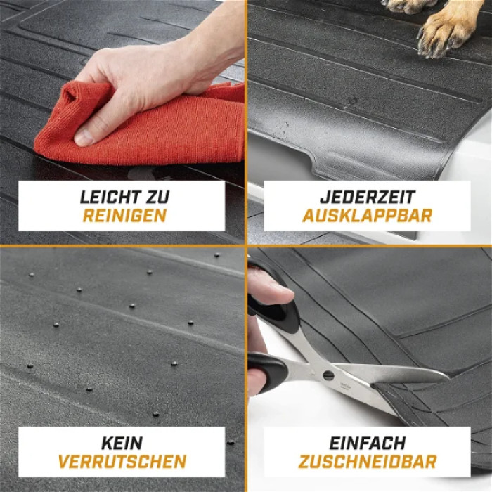 Kofferraummatte Bootguard mit Ladekantenschutz, Kofferraumwanne zuschneidbar mit Stoßstangenschutz 120x76+39cm 28093 Kofferraummatte Bootguard mit Ladekantenschutz, Kofferraumwanne zuschneidbar mit Stoßstangenschutz 120x76+39cm 28093