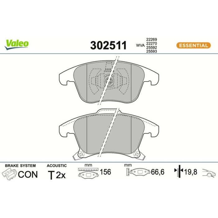 Valeo Bremsbelagsatz 302511 Valeo Bremsbelagsatz 302511