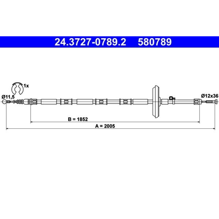 ATE Handbremsseil 24.3727-0789.2 ATE Handbremsseil 24.3727-0789.2