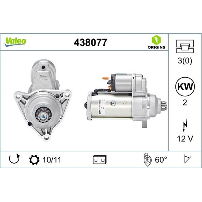 438077 Valeo Anlasser 438077 438077 Valeo Anlasser 438077