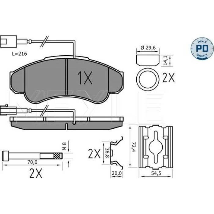MEYLE Bremsbelagsatz Fiat Ducato 02 025 239 1919/PD MEYLE Bremsbelagsatz Fiat Ducato 02 025 239 1919/PD