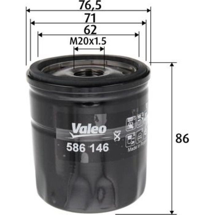 586146 Valeo Ölfilter 586146 586146 Valeo Ölfilter 586146