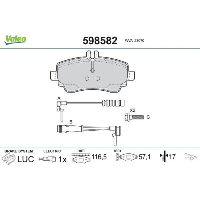 Valeo Bremsbelagsatz 598582 Valeo Bremsbelagsatz 598582