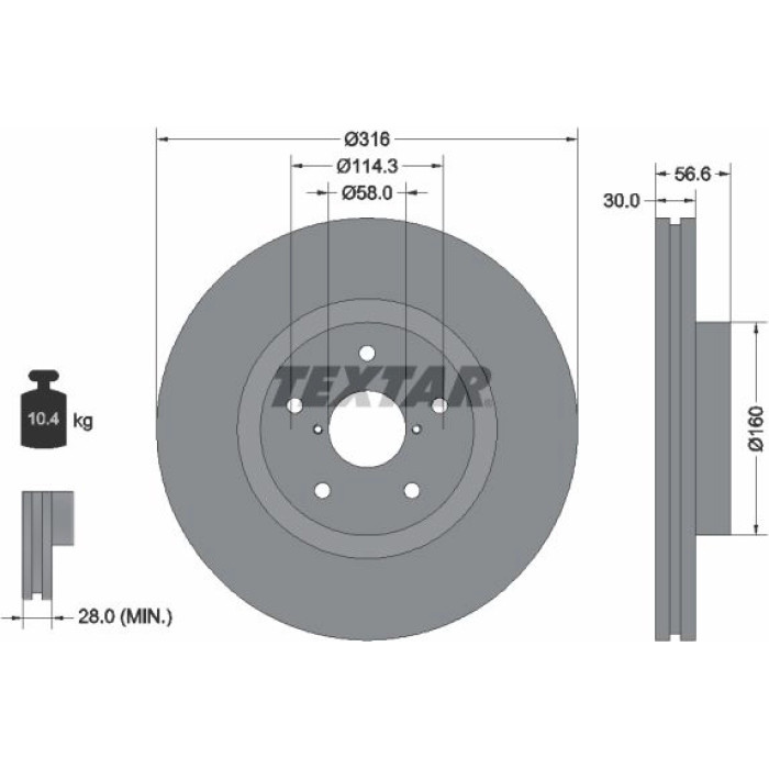 Textar Bremsscheibe 92199203 Textar Bremsscheibe 92199203