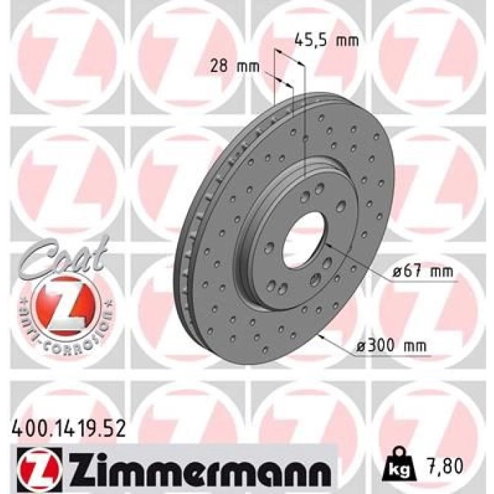 Zimmermann 15 481 020 Sport Bremsscheibe Vorderachse Sport 400.1419.52 Zimmermann 15 481 020 Sport Bremsscheibe Vorderachse Sport 400.1419.52