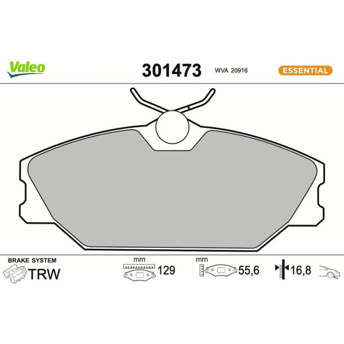 Valeo Bremsbelagsatz 301473 Valeo Bremsbelagsatz 301473