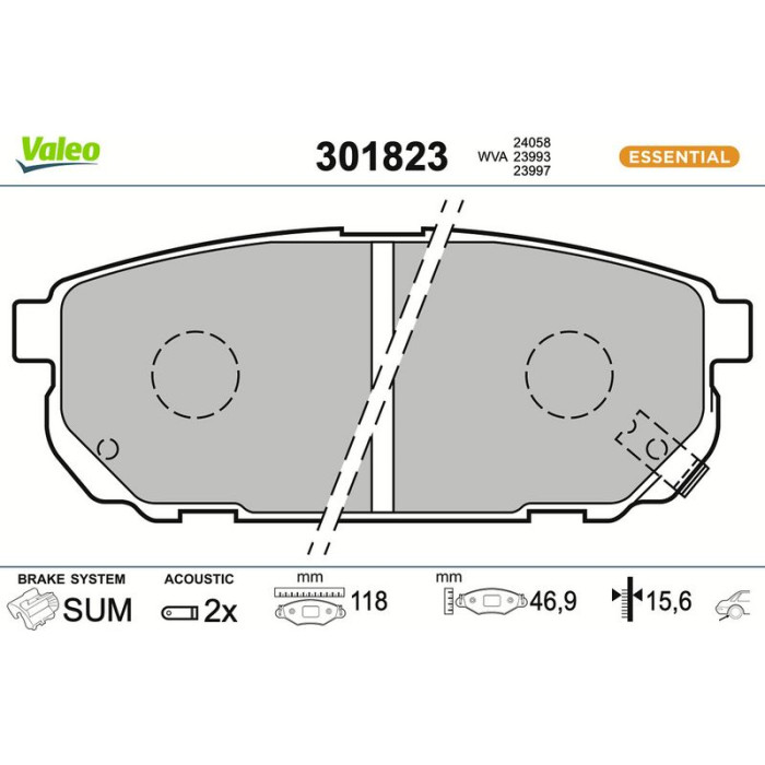 Valeo Bremsbelagsatz 301823 Valeo Bremsbelagsatz 301823