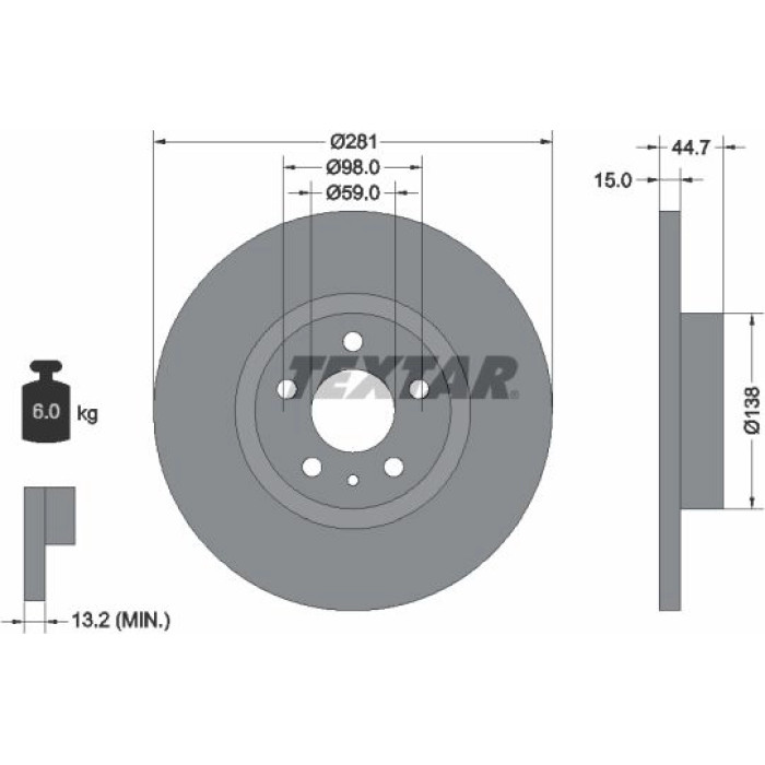 Textar Bremsscheibe 92096400 Textar Bremsscheibe 92096400