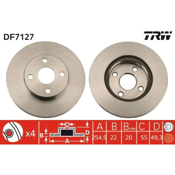 TRW Bremsscheibe Vorderachse DF7127 TRW Bremsscheibe Vorderachse DF7127