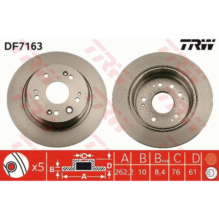 TRW Bremsscheibe Honda F-Rv DF7163 TRW Bremsscheibe Honda F-Rv DF7163
