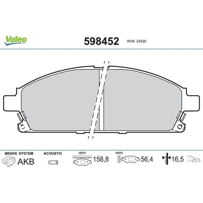 Valeo Bremsbelagsatz 598452 Valeo Bremsbelagsatz 598452