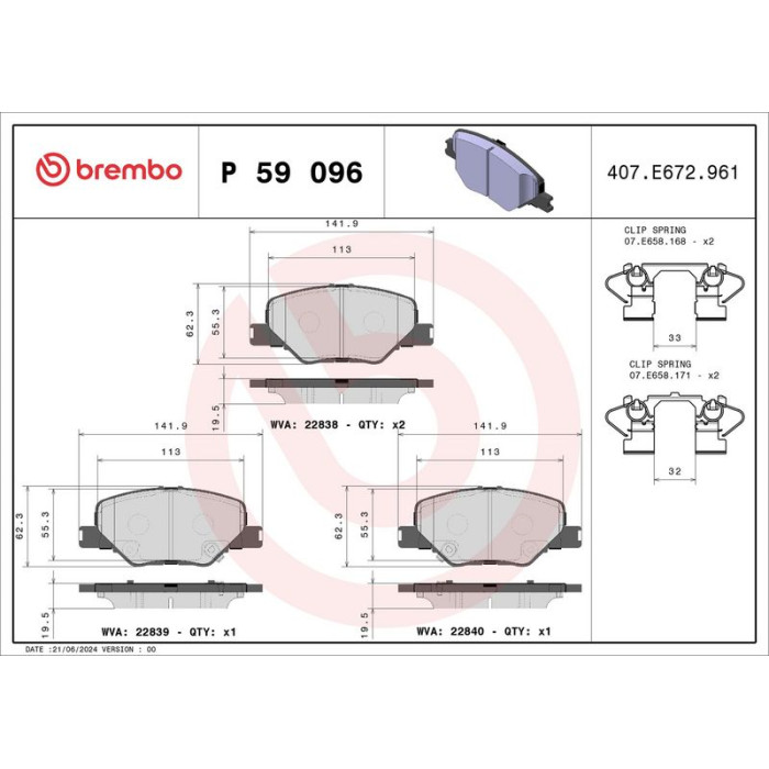 BREMBO Bremsklötze VA P 59 096 BREMBO Bremsklötze VA P 59 096
