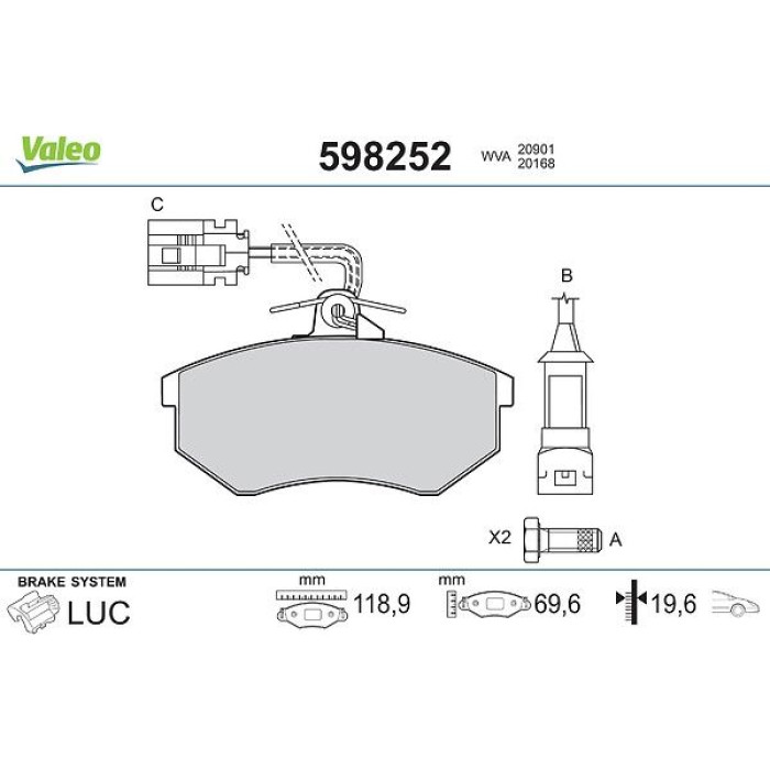 Valeo Bremsbelagsatz 598252 Valeo Bremsbelagsatz 598252