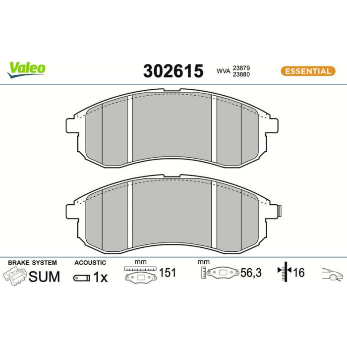 Valeo Bremsbelagsatz 302615 Valeo Bremsbelagsatz 302615