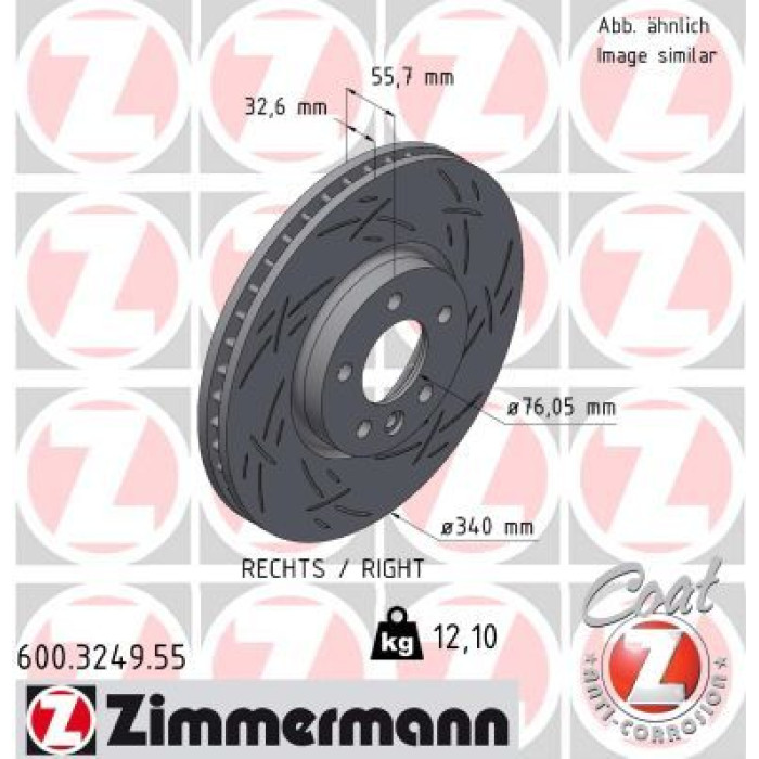 Zimmermann Bremsscheibe 600.3249.55 Zimmermann Bremsscheibe 600.3249.55