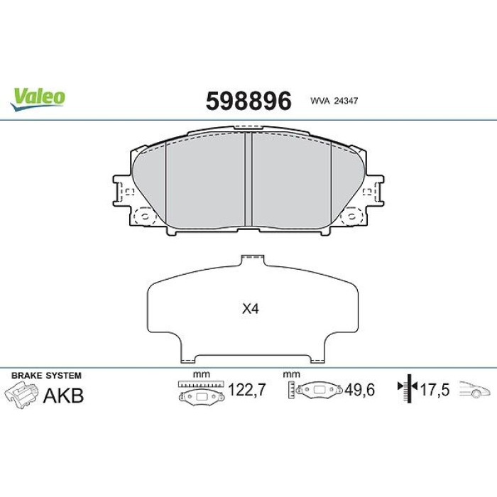 Valeo Bremsbelagsatz 598896 Valeo Bremsbelagsatz 598896