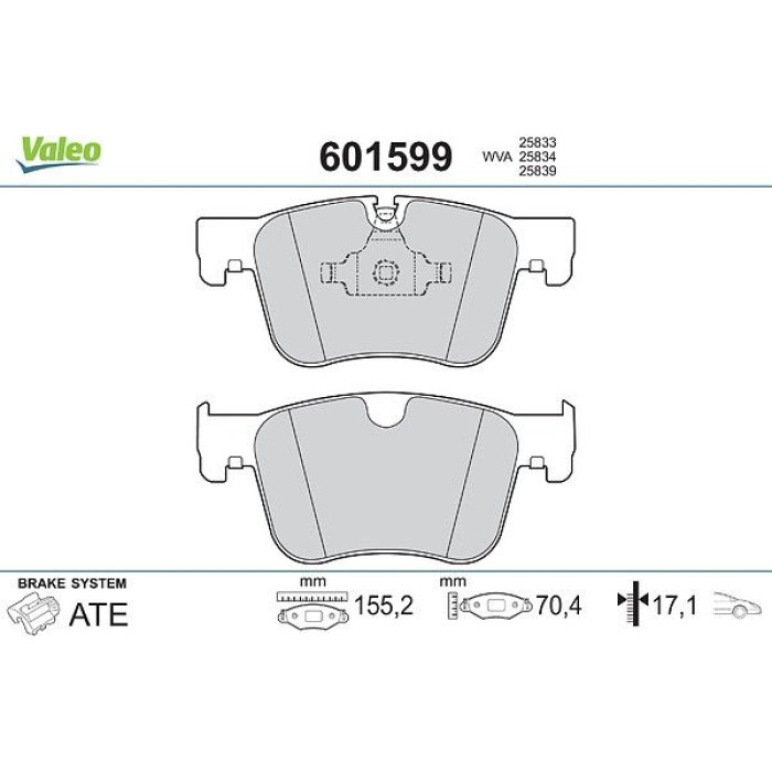 Valeo Bremsbelagsatz 601599 Valeo Bremsbelagsatz 601599