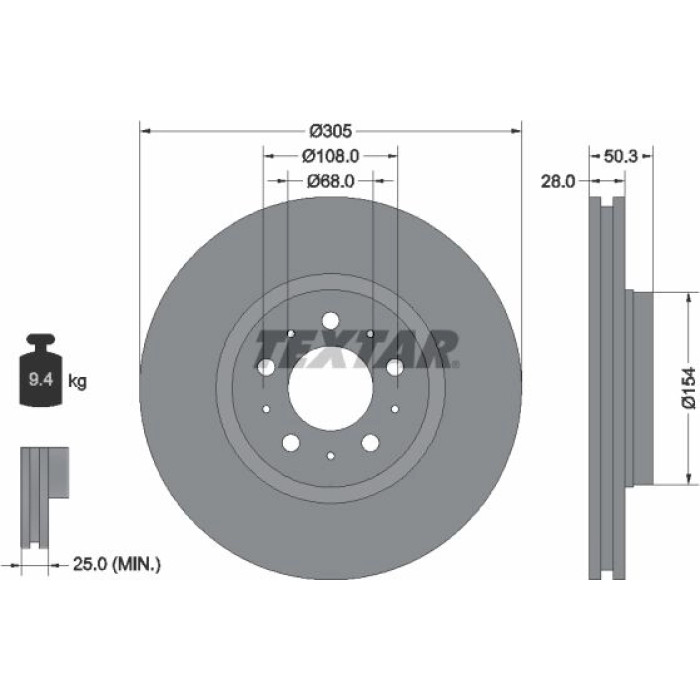 Textar Bremsscheibe 92100603 Textar Bremsscheibe 92100603