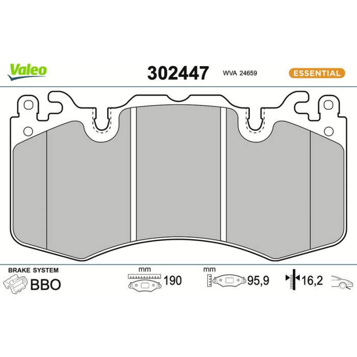 Valeo Bremsbelagsatz 302447 Valeo Bremsbelagsatz 302447