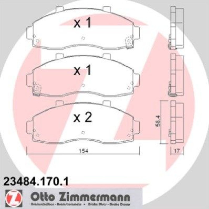 ZIMMERMANN Bremsbeläge 23484.170.1 ZIMMERMANN Bremsbeläge 23484.170.1