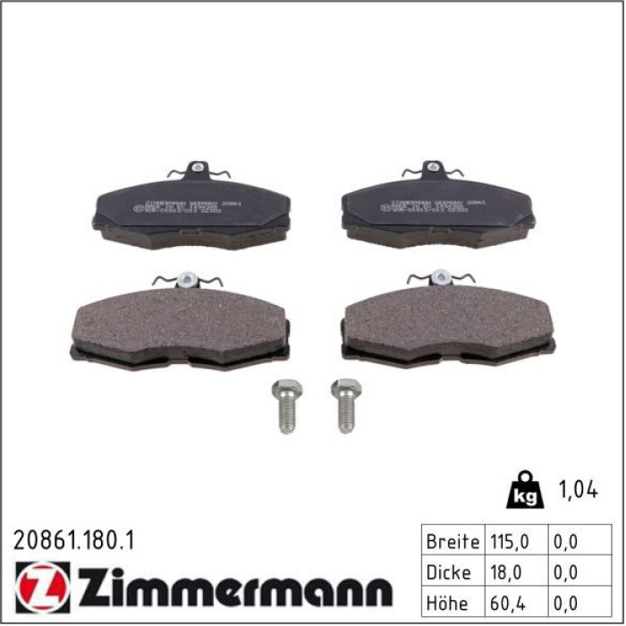 ZIMMERMANN Bremsbeläge 20861.180.1 ZIMMERMANN Bremsbeläge 20861.180.1