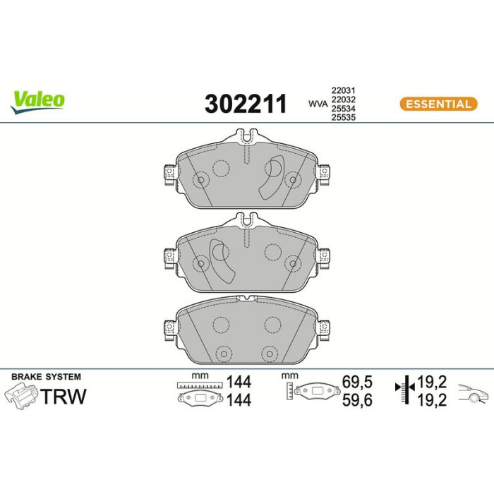 302211 Valeo Bremsbelagsatz 302211 302211 Valeo Bremsbelagsatz 302211