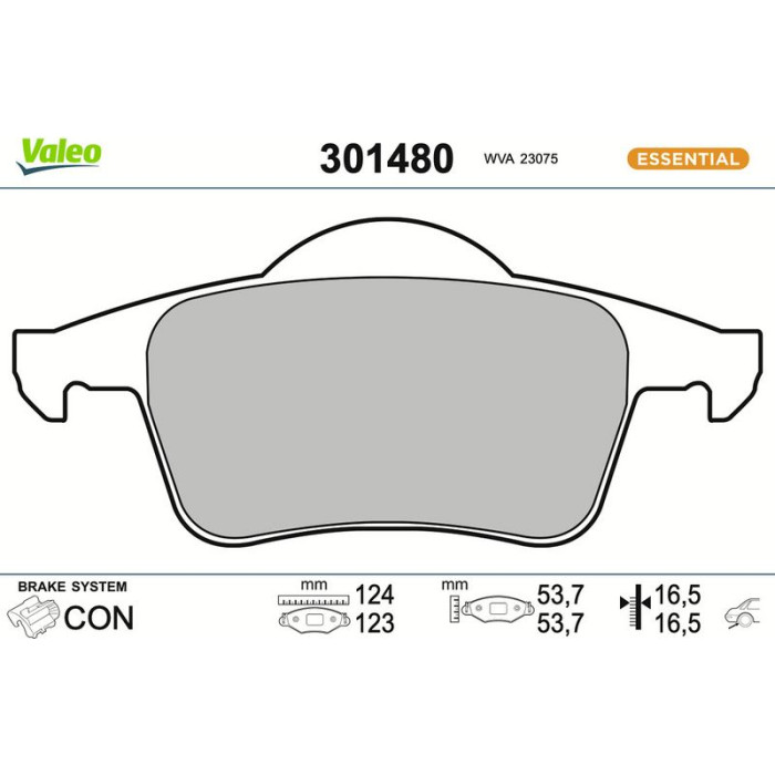 Valeo Bremsbelagsatz 301480 Valeo Bremsbelagsatz 301480