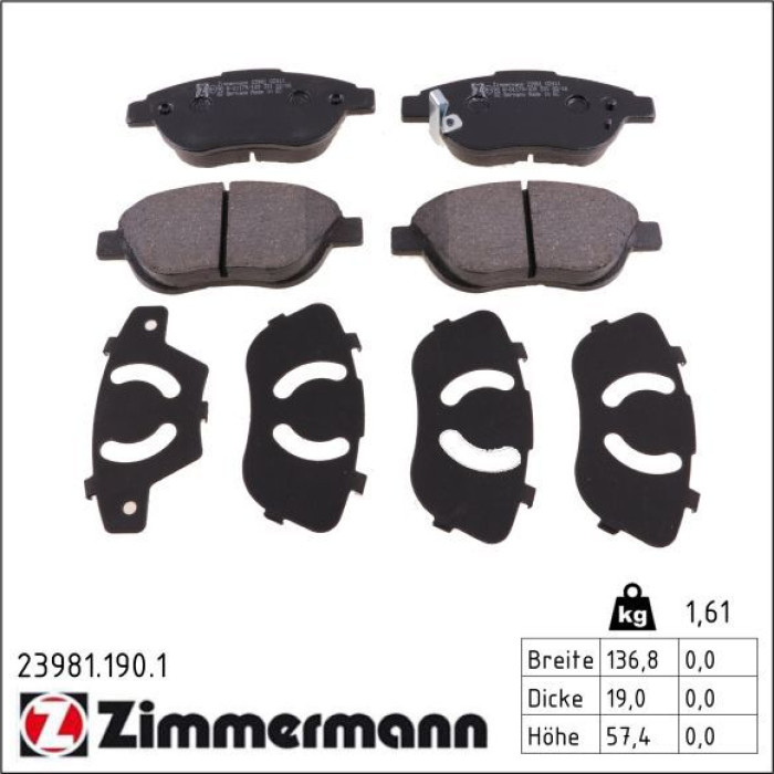 23981.190.1 ZIMMERMANN Bremsbeläge 23981.190.1 23981.190.1 ZIMMERMANN Bremsbeläge 23981.190.1