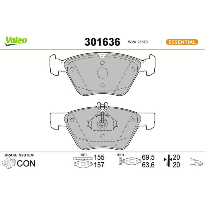 Valeo Bremsbelagsatz 301636 Valeo Bremsbelagsatz 301636