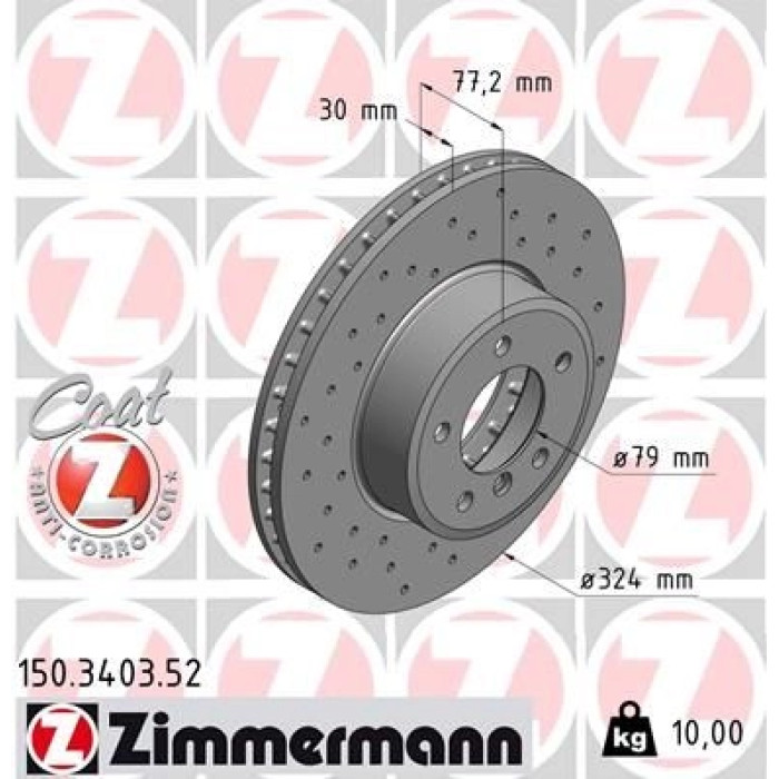 Zimmermann 11 481 046 Sport Bremsscheibe Vorderachse Sport 150.3403.52 Zimmermann 11 481 046 Sport Bremsscheibe Vorderachse Sport 150.3403.52