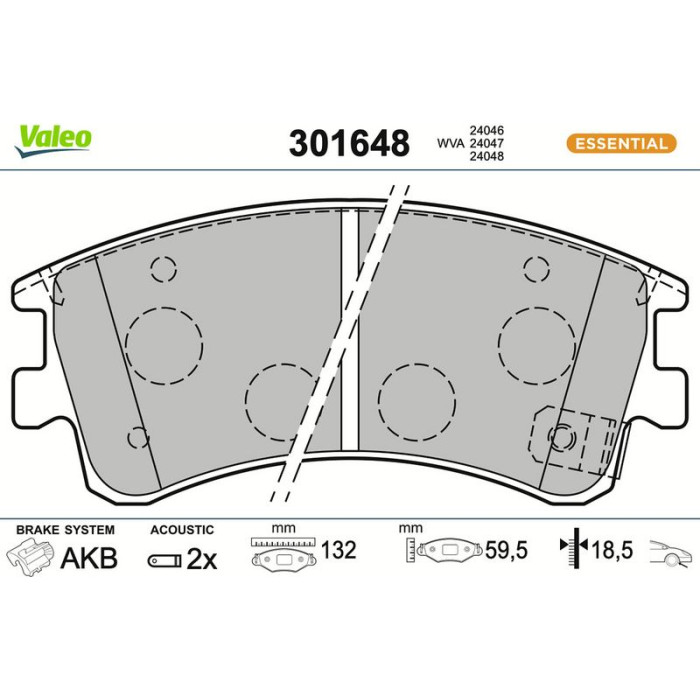 Valeo Bremsbelagsatz 301648 Valeo Bremsbelagsatz 301648