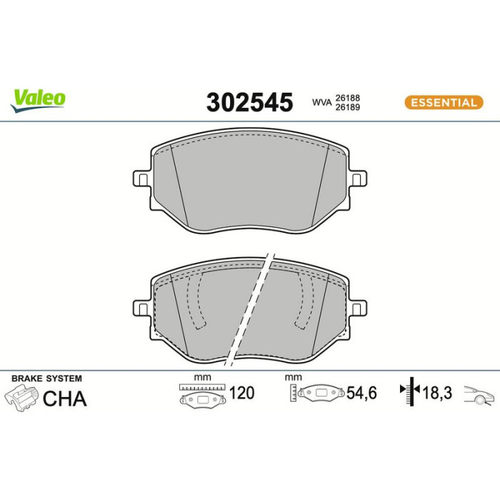 Valeo Bremsbelagsatz 302545 Valeo Bremsbelagsatz 302545