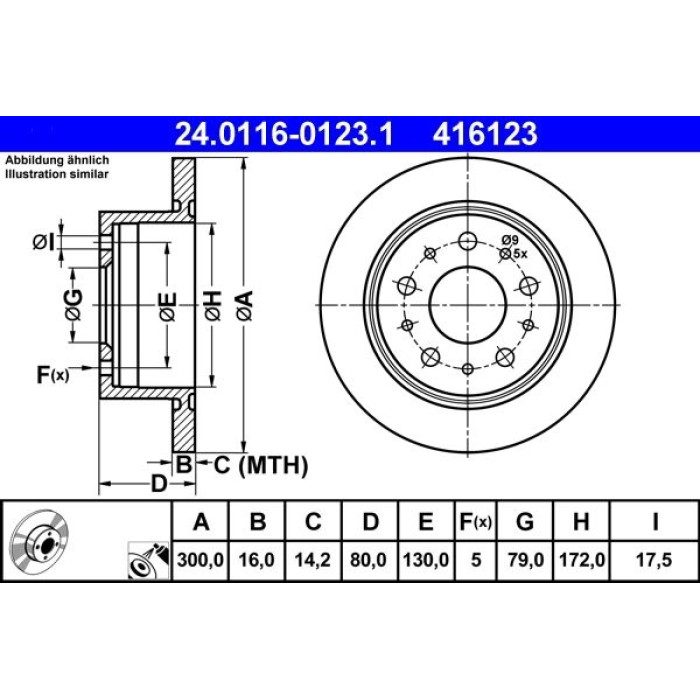 ATE Bremsscheibe Citroen Hinterachse Jumper 2.2-3.0 HDi 06 24.0116-0123.1 ATE Bremsscheibe Citroen Hinterachse Jumper 2.2-3.0 HDi 06 24.0116-0123.1